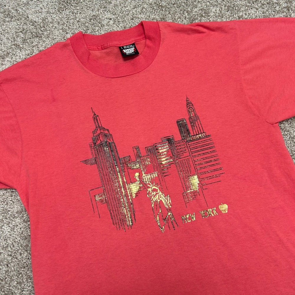 Vintage New York Apple‎ Skyline Tshirt Men Size Large Screen Stars USA Made 90s